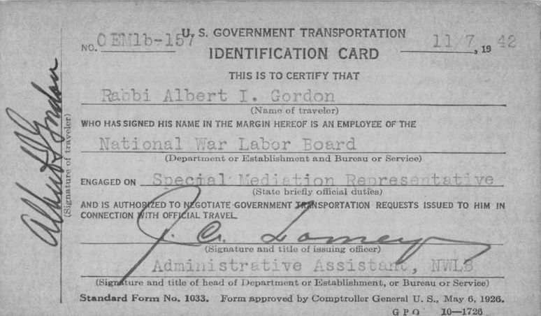 Rabbi Gordon Mediation ID Card