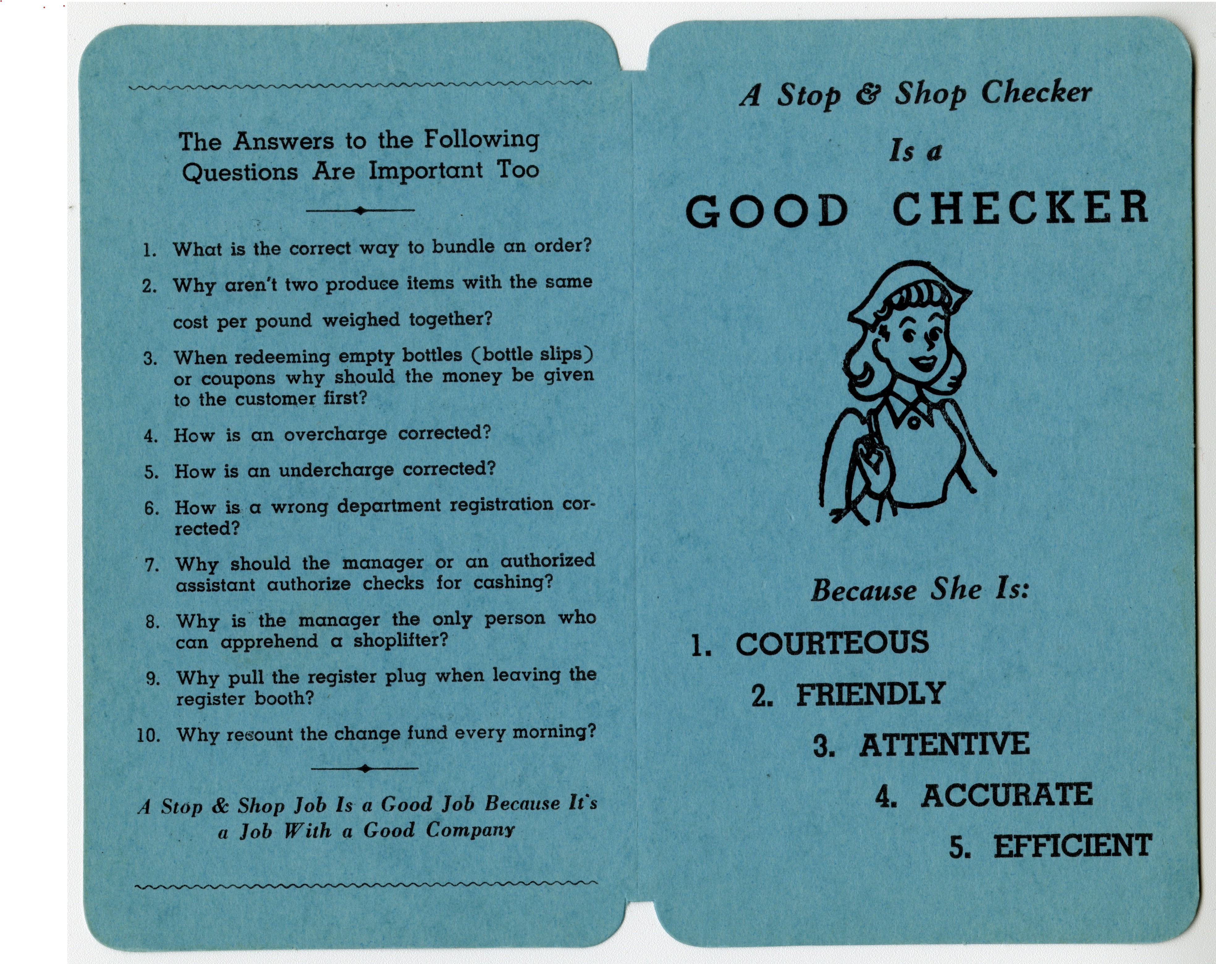 Stop and Shop Checker Card 1950s