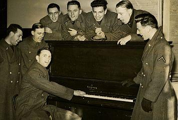 Soldiers playing piano