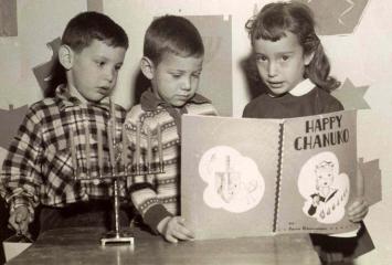 Chanukah at Hecht House in Dorchester, date unknown, Combined Jewish Philanthropies (Boston, Mass.) Records in the JHC archive.