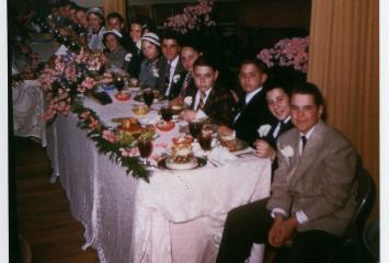 Ron Fox's Bar Mitzvah at Temple Beth El in Lynn, 1952, Jewish Neighborhood Voices collection in the JHC archive.