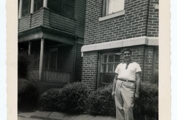 Norman Finkelstein on Bellingham Street in Chelsea, 1953, image courtesy of Norman Finkelstein. 