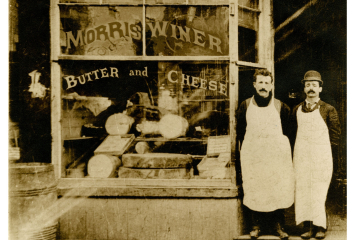 Morris Winer outside his storefront, circa 1895. 