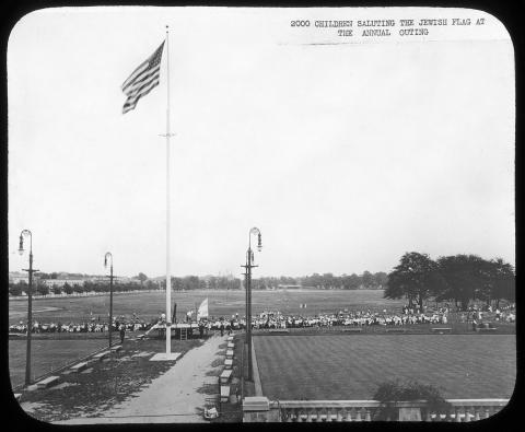 Associated Boston Hebrew School Summer Outing at Franklin Field in Dorchester and Roxbury, 1919, Bureau of Jewish Education (Boston, Mass.) Records in the JHC archive.