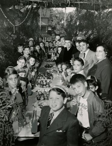 Sukkot table, Temple Beth El Fall River, Freedman Papers in the JHC archive.