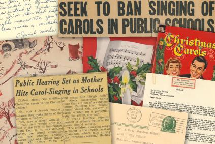 Hanukkah Wolper Christmas cards and newspaper clippings